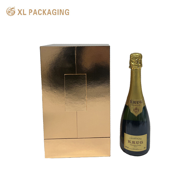 購入 金色 輝く紙 ワイン 包装 箱 2 ドア マグネット ウォッカ ウィスキー 包装 箱 online manufacture