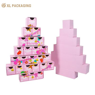 購入 XLパッケージングカスタムラグジュアリーボックスカスタムプリントピンクラグジュアリークリスマスビールアドベントカウントダウンカレンダー紙段ボール包装ギフトブラインド空箱 オンライン製造