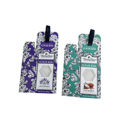 買う Machine Made Foldable Card Box Bright Color Printing Clear Window Display for Soap Gift Set Wholesale オンライン製造