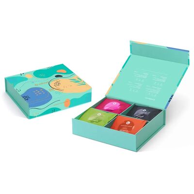 買う カスタムマグネットティーギフトボックス 4つの仕切り ゴールド箔押し 紙製仕切り付き オンライン製造