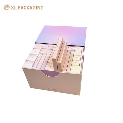 Book Shaped Advent Calendar Packaging Box with Gold Foil Numbering and Ribbon Pull Tabs Countdown Gift Box